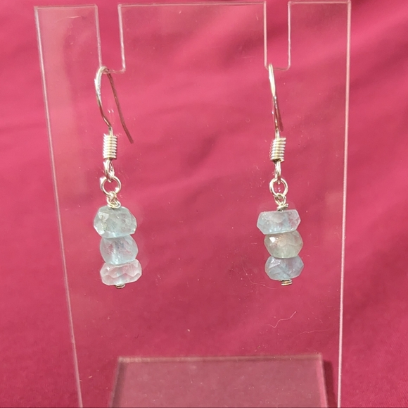Aquamarine Crystal Earrings Handmade Artisan Green Artisan Crystals December - Picture 7 of 7